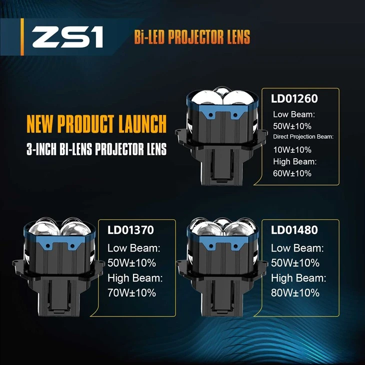 Bi-LED Square Projector Lens 3 Inch With Dual Low Beam high quality